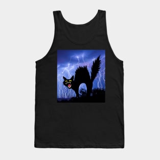 Cat Mom Crazy Cat Black Cat Lightning Night Tank Top